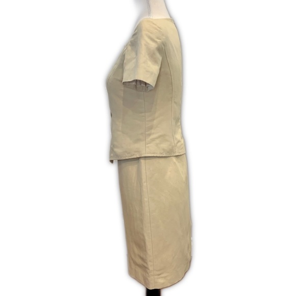 Evan Picone vintage 80s 1 piece suit dress in khaki with gold buttons - Picture 2 of 9